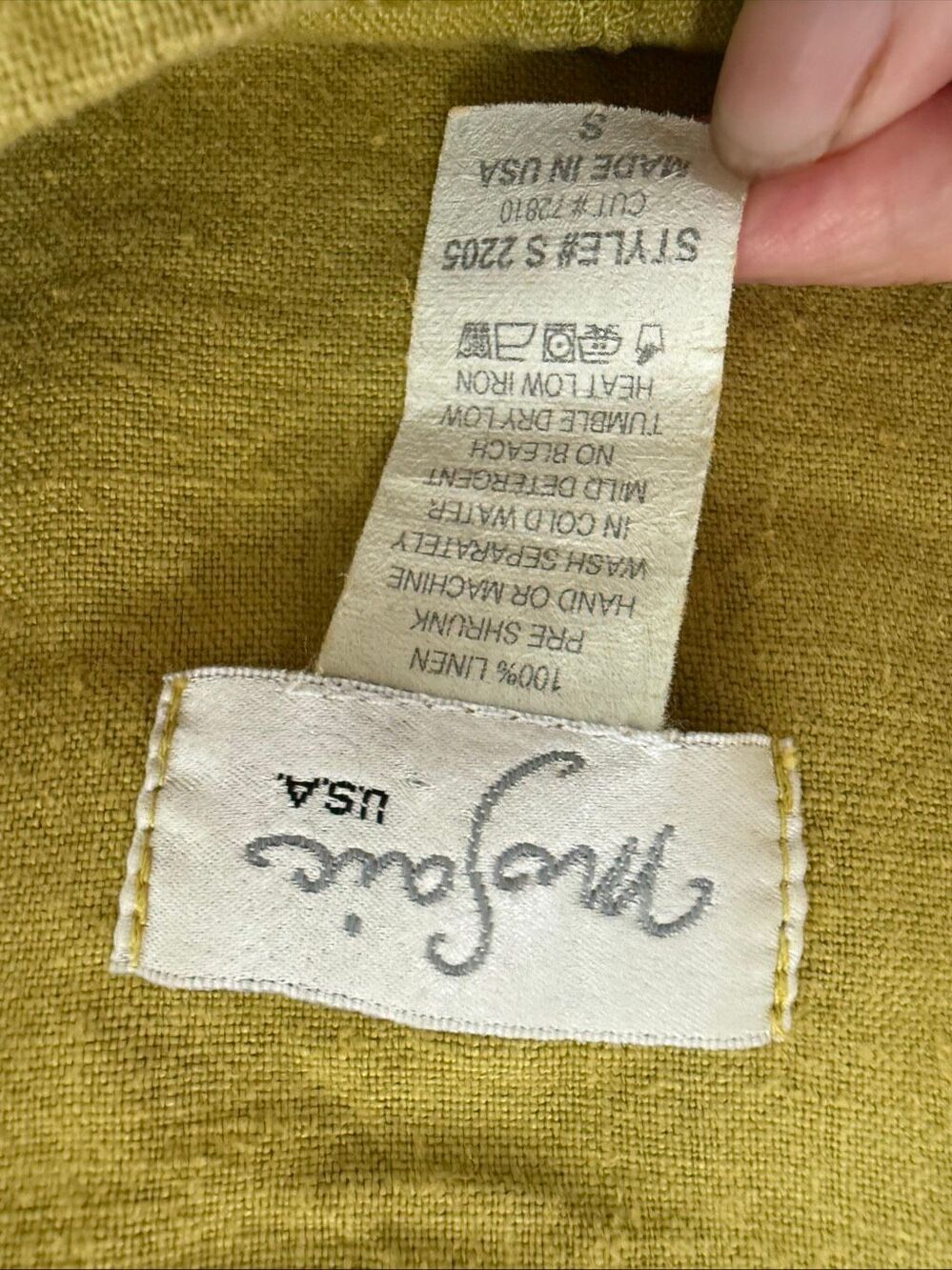 Mosaic Apple Green 100% Linen Relaxed Fit Tunic Top S M L - Picture 6 of 6